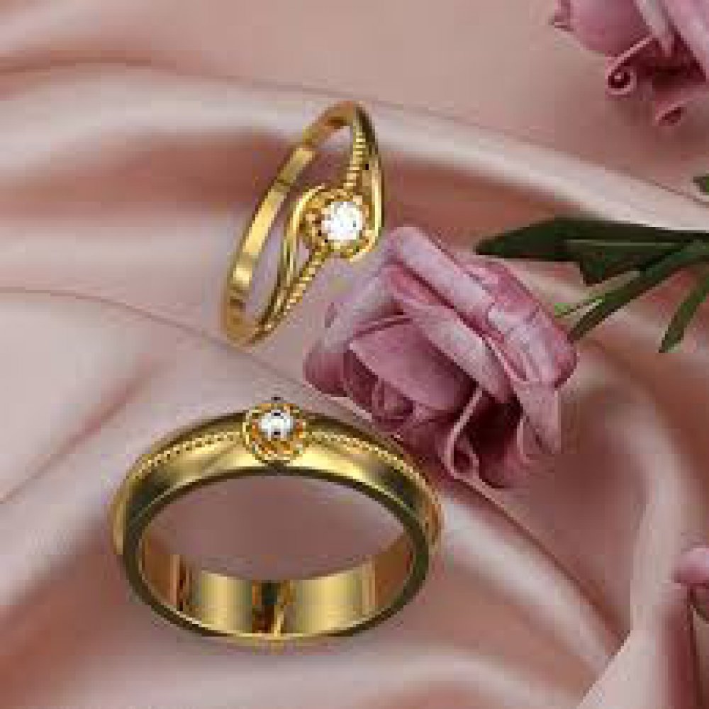 Gold Finish Couple Ring